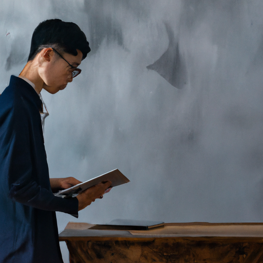 스튜디오 매니저가 태블릿으로 예약과 일정을 관리하는 장면