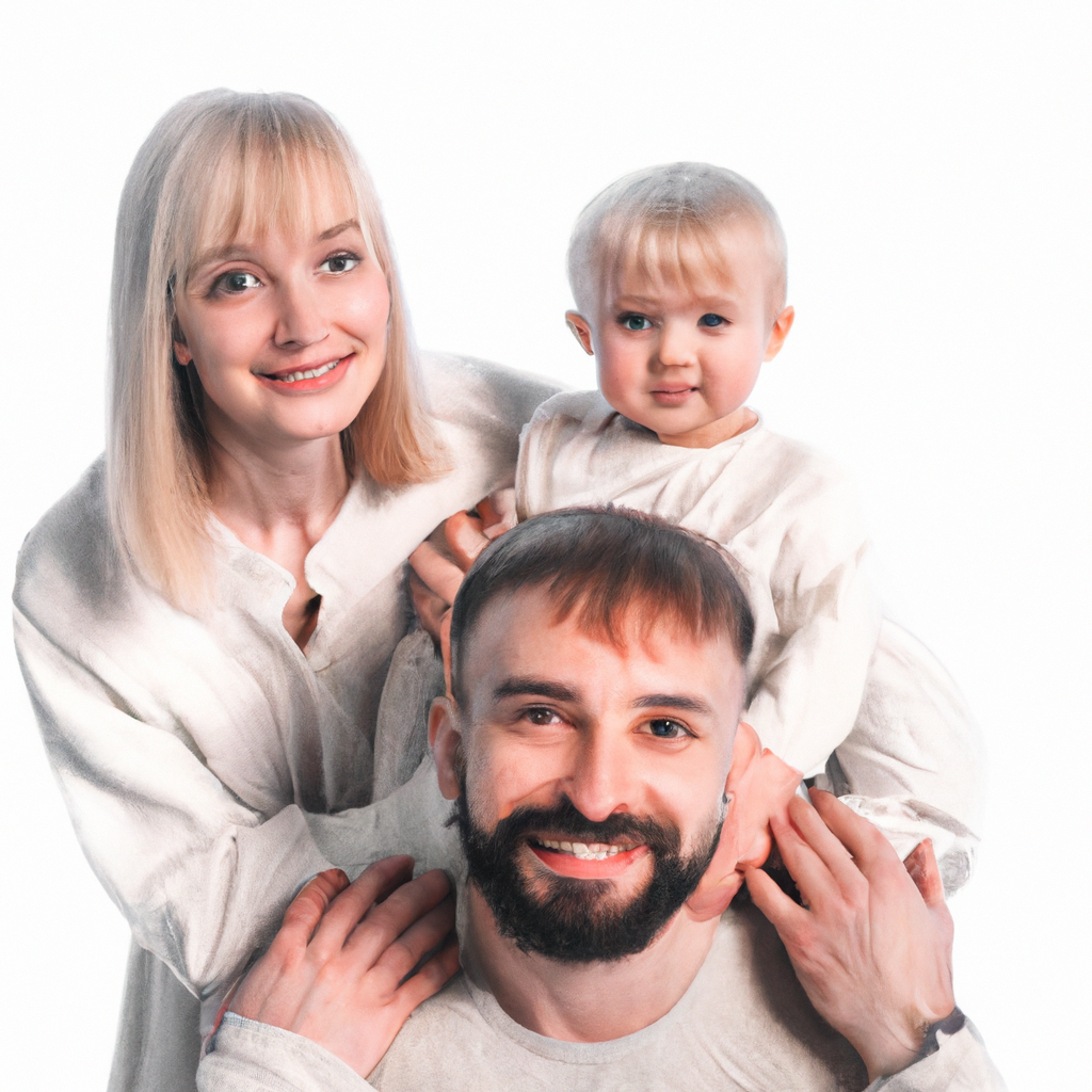 가족 사진 - 화이트 배경의 따뜻한 미소